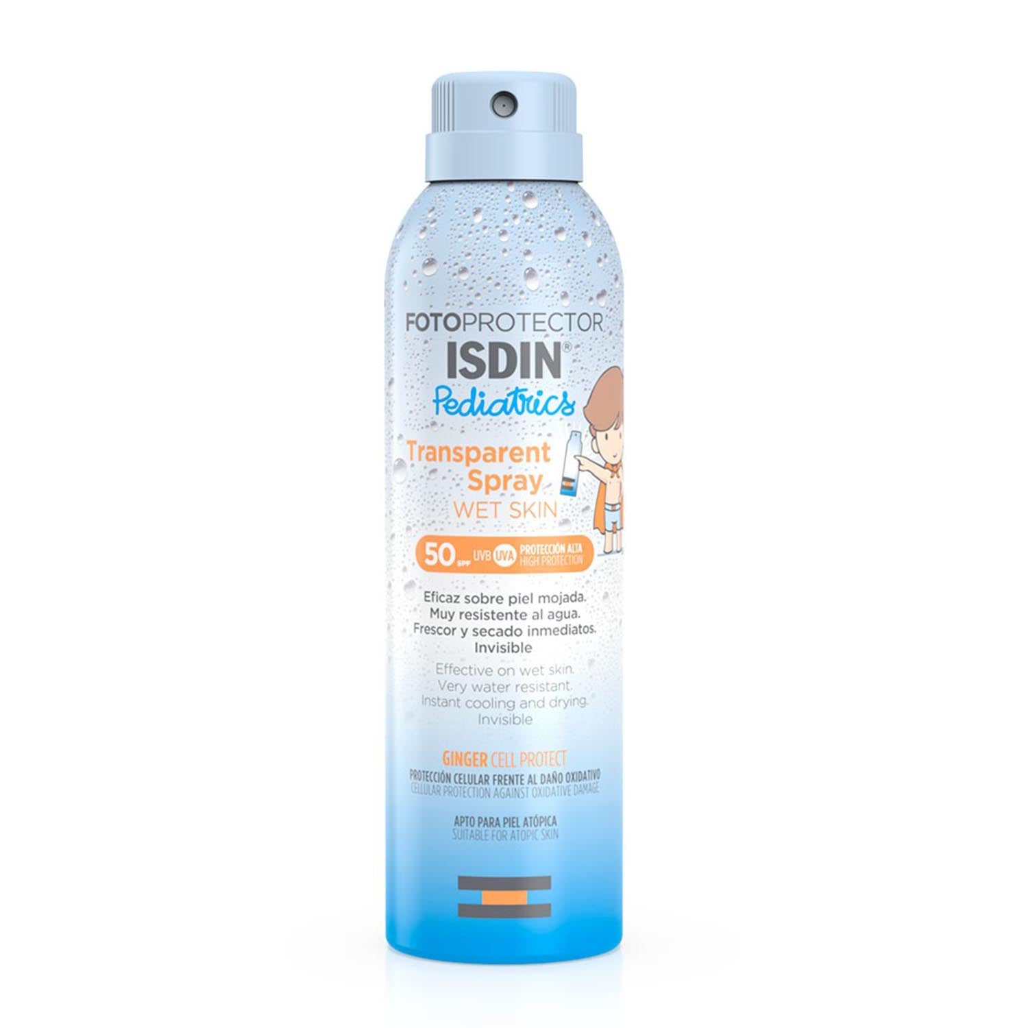 Isdin Pediatrics Wet Skin Spray Fotoprotector Spf50 Transparent Piel Atopica 250Ml Vaporizador